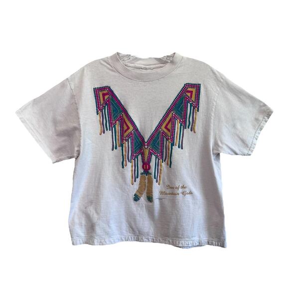 Vintage 90s Inn of the Mountain Gods Puff Paint Cropped Tee - Picture 1 of 3